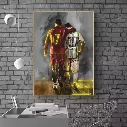 Football poster wall decoration, Messi and Ronaldo theme, bedroom living room bar dining room decora