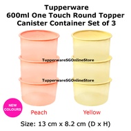 Tupperware 600ml One Touch Topper Canister Round Container Set of 3