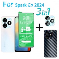 3 in 1 Screen Protector For Tecno Spark GO 2024 Ceramic Tempered Glass Film Carbon Fiber Back Film Camera Lens Protection