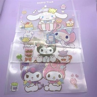 4Pcs/Set Sanrio Transparent A4 Pattern Storage File Folder PVC Office Paper Document Holder Document Bag Mymelody Kuromi Cinnamoroll christmas gift