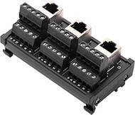 Jienk RJ45 8P8C DIN Rail Mount Ethernet Connector Distribution Breakout Board, Three Way RJ45 Vertic
