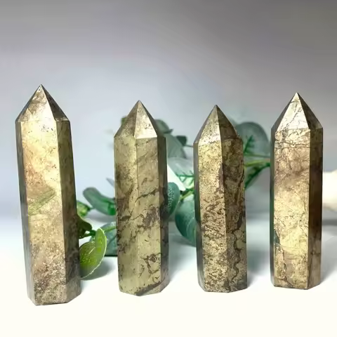 Natural Pyrite Crystal Wand Tower Reiki Gemstone Wands Folk Crafts Pyrite Crystal Tower Quartz For G