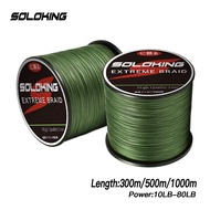 SOLOKING Braided Fishing Line 300m/500m/1000M 4 Strand Braided Line Super Strong Multifilament Fishi
