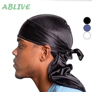 CODE M45G Durag Head Hip Hop Durag Long Tail Headband Breathable Pirate Hat Silk Bandana Chemo Cap