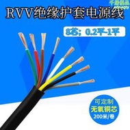 8芯電線RVV護套線8*0.12 0.2 0.3 0.5 0.75 1 平方電源線銅芯電線