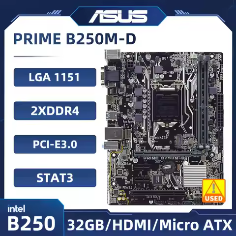 Asus PRIME B250M-D Motherboard Intel B250 LGA 1151 support 6700 6400 7100 6300 G3930 7700 7500 cpu D