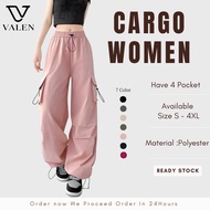 VALEN Seluar Kargo Wanita Baggy Style Dengan 4 Pocket Sesuai Untuk Jalan Jalan Dan Pakaian Kasual