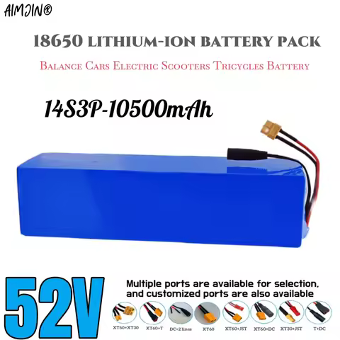Rechargeable Lithium Battery 14S3P 52V 10500mAh Built-in BMS Suitable for Balanced Cars, Electric Sc