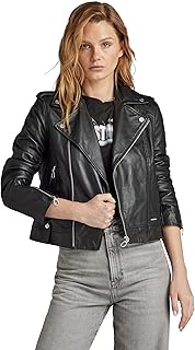 Women's Biker Jacket (P) Leather Jackets, Black (dk black D24263-D555-6484), Large