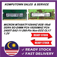 Micron 8GB DDR4 2400MHz CL17 1Rx8 260-Pin SoDIMM Laptop RAM (PC4-2400T-SA2-11 MTA8ATF1G64HZ-2G3E1)