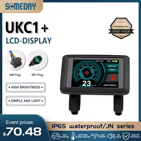 LCD Display Color 24V36V48V52V60V72V UKC1+ Ebike Display SM/Waterproof Connection Plug Compatible Wi
