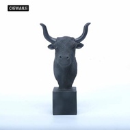 [CHiWANji] Bovine Head Statue Office Decoration Bovine Head Bust Decoration for Living Room, Desk