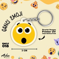 GANTUNGAN EMOJI THEME KEYCHAIN - CUTE ACRYLIC KEYCHAIN WITH DOUBLE-SIDED EMOJI PRINT 018