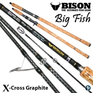 【🦈🎣】คัน BISON BIG FISH Graphite ลาย X-Cross พร้อมชุดแต่ง ด้ามก๊อกเคลือบอย่างดีสวยงาม