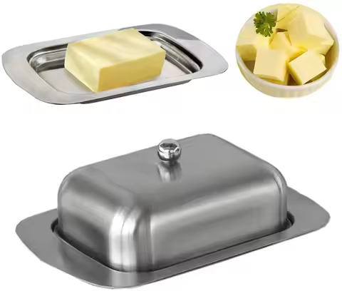 Butter Dish, Stainless Steel Butter Dish with Lid - Solid Cheese/Butter Container - Butter Cheese St