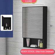 LUXE Kabinet Toilet Aluminum Bathroom Cabinet with Mirror Large Storage Mirror Cabinet Cermin Mirror Box with Shelf IKEA