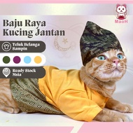 MaoH Baju Raya Kucing Jantan Teluk Belanga Sampin 2024 Cat Clothes Melayu Sedondon Comel Songkok Tanjak