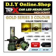 RX LED CAR HEADLIGHT BULBS GOLD SERIES 3 COLOR TEMPETURE 3000K,4300K,6000K - LED 9005, 9006, H1, H3,