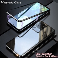 Privacy case Samsung Galaxy A21s A51 A71 A50s A30s A50 A70 Magnetic Anti-peep Phone Case Double Side Tempered Glass Magnet Metal Flip Cover Hard Front And Back 360 Protection Casing