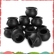 12Pcs Mini Black Cauldron with Handle Halloween Mini Witch Cauldron Halloween Pot Candy Holder for H