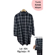 36. Preloved Shirt Black Check Tunic/