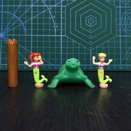 Polly Pocket Figure Mermaid Polly + Mermaid Lea + Turtle From Polly Pocket Sea Splash Carousel 1999 