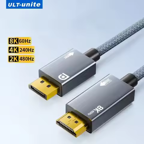 8K DisplayPort to HDMI Cable 4K@240Hz 2K@480Hz Active DP1.4 Source to HDMI2.1 Display HDR VRR for AM