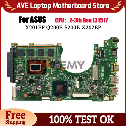 X202E Laptop Motherboard For ASUS VivoBook X201EP X202EV X202EP S200E X202E Q200E Mainboard With I3 