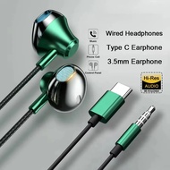 Wired headphones noise-cancelling bass in-ear movement 3.5mm with microphone Galaxy S24 S23 S22 S21 