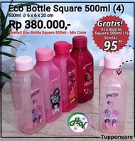 Botol Minum - Tupperware Eco Bottle 500ml Square Botol Air Minum