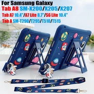 For Samsung Galaxy Tab A8 A7 S6 Lite 10.4" 10.5" 8.7" Soft Silicone Stand Cover Tab A 10.1 T510 T515 8.0 T290 T295 3D Astronaut Case SM-X200 X205 X207 T500 T505 T509 T220 T225 Case