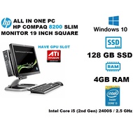 ALL IN ONE PC / MONITOR HP 19 INCH SQUARE / WITH CPU HP ELITE DESK 8200 SLIM 4GB 128 GB SSD