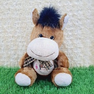 MATA Brown Horse Doll Bling Giler Eye Horse Doll Checkered Ribbon Horse Doll