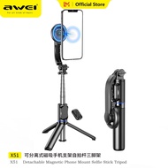 Awei X51 Bluetooth Selfie Stick Tripod Phone Holder Stabilizer 1015mm Extended 10M Pan-Tilt Anti-Shaking Camera Stabilizer Reinforced Three-Leg Ultra-Stable Live Self-Timer Automatic Balance Selfie Stick Tripod With Bluetooth Remote Shutter Universal