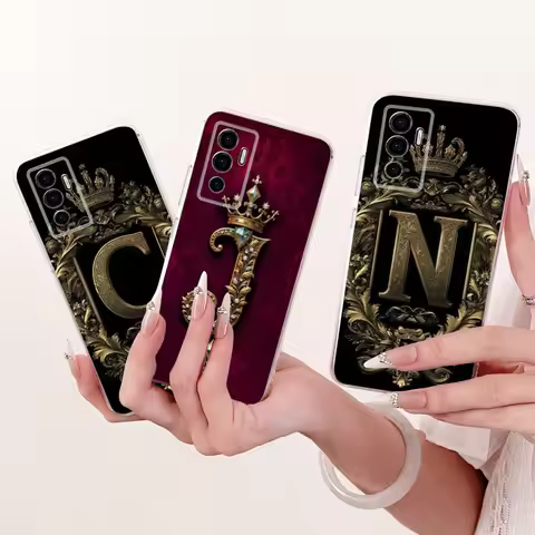For Vivo V23e Case V2126 Fashion Letter Crown Soft Silicone Couple Phone Back Cover For VivoV23e S10