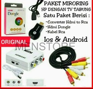 MENSTORE - Paket lengkap sambungan HP android ke TV tabung (anycast dongle + hdmi2av ) harga sudah s