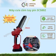 Handheld battery-powered saw SC5802 - 21V battery, 8 inch bar, 400W capacity, cuts wood & tree branc