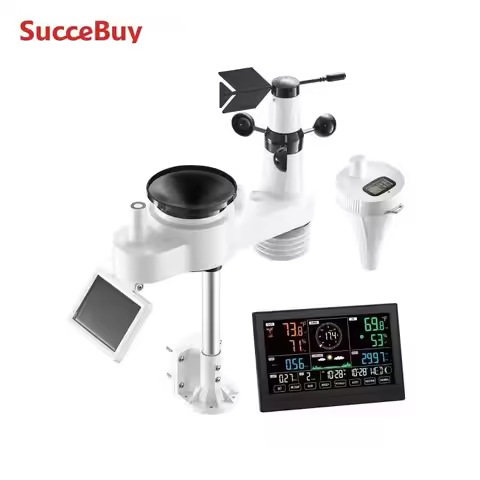 SucceBuy 7-in-1 Wi-Fi Weather Station 7.5-in Display with APP & Pool Thermometer, Weather Forecast, 