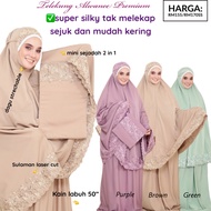 ALAJMAL TELEKUNG ALWANEE Premium Super Silky Sejuk Lembut Selesa Sulam Kain sembahyang Dewasa Beg Sejadah Bukan Aleena