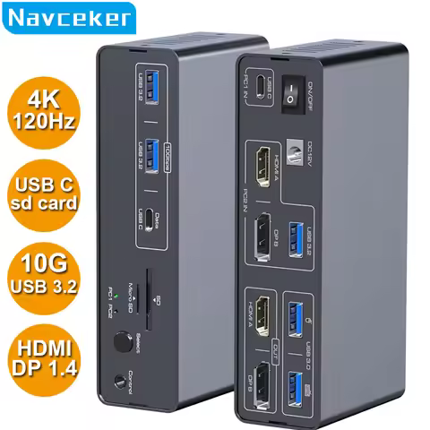 Navceker 10Gbps USB 3.2 USB C Displayport KVM Switch 4K 60Hz Type C HDMI KVM Switch 1 Laptop 1 Desto