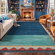 YIHOUSE Vintage Washed Blue Area Rug 8X10