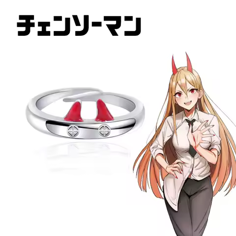 Anime Chainsaw Man Power Ring Blood Adjustable Men Women Metal Finger Rings Halloween Christmas Gift