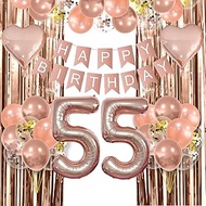 Rose gold Balloons 55th Birthday Decoration girls Rosegold Happy 55th Birthday Party Decoration Set 