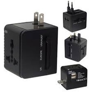 AE803 2.1A Dual USB Universal World Travel Power Adapter (Black)