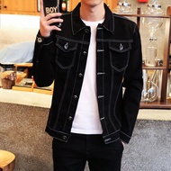 Áo Khoác Denim Rách Rưới Cổ Điển Thời Trang Nam Phong Cách Hàn Quốc Ôm Vừa Vặn Ngắn Mùa Xuân Thu Áo