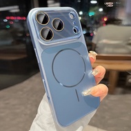 【Glacier Blue】Matte Magnetic Case for IPhone 17 Pro 16 15 18 Pro Max Lens Protector Shockproof bumpe