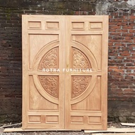 pintu rumah kupu tarung minimalis bahan kayu jati