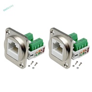 2PCS RJ45 Panel Mount Screw Terminal Adapter, RJ45/8P8C Female Panel Mount Connector, RJ45 Solderles
