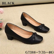 G7388-7 2 inch Black Shoes for Women Leather Materials Elegant Design Comfortable & Stylish