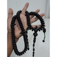 16MM FLAT BLACK MORINGA TASBIH TASBIH TASBIH BRACELET 33